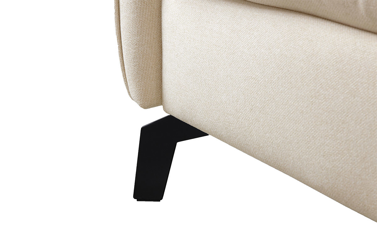 Divano letto design 3 posti in tessuto beige naturale e metallo nero LIAM