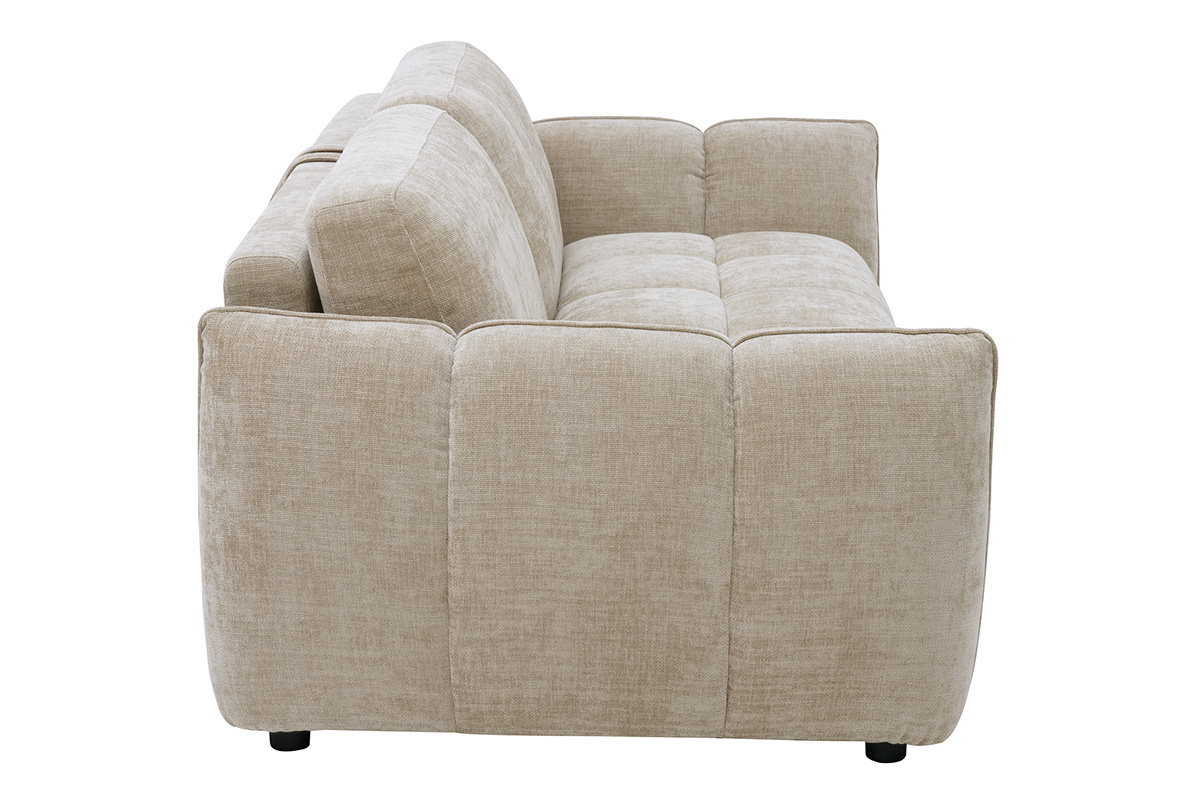 Divano letto design 3 posti in tessuto effetto velluto testurizzato tortora WONDER