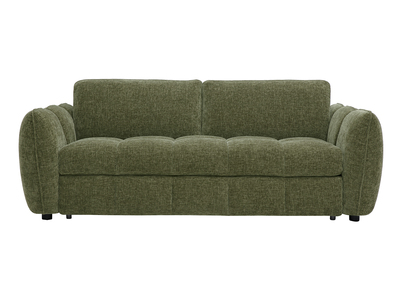 Divano letto design 3 posti in tessuto effetto velluto testurizzato verde kaki WONDER