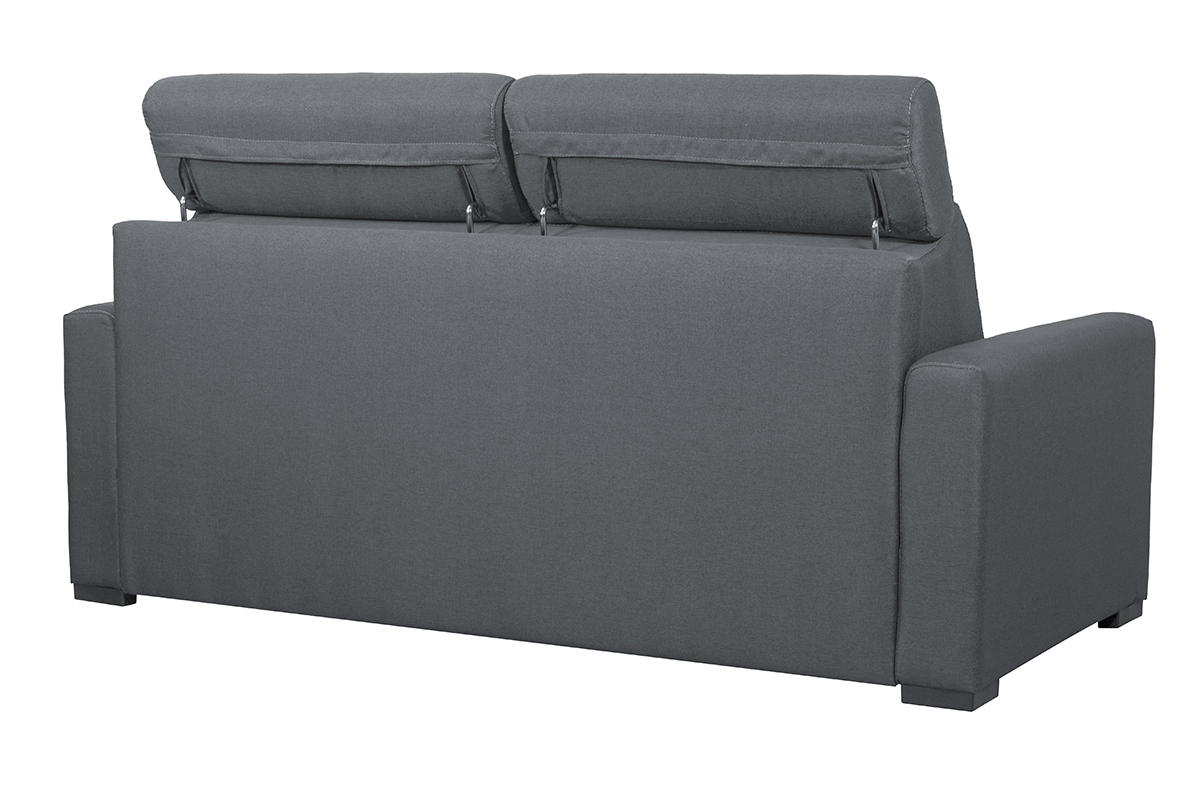 Divano letto grigio antracite con materasso 18 cm e poggiatesta regolabili NORO