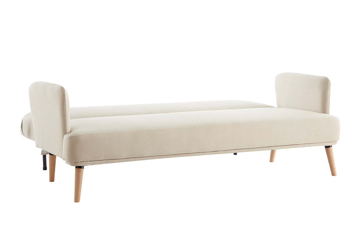 Divano letto scandinavo 3 posti beige e legno chiaro JAGGER