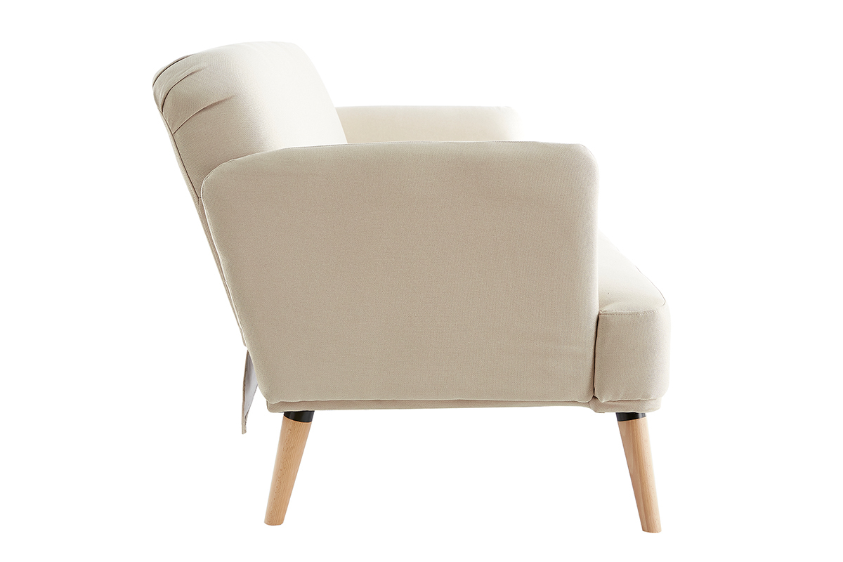 Divano letto scandinavo 3 posti beige e legno chiaro JAGGER
