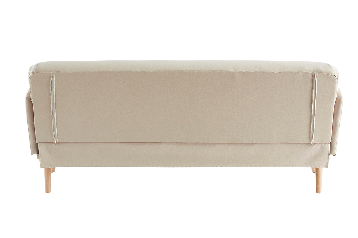 Divano letto scandinavo 3 posti beige e legno chiaro JAGGER