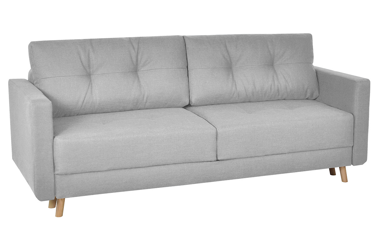 Divano letto scandinavo 3 posti con contenitore grigio MIRA