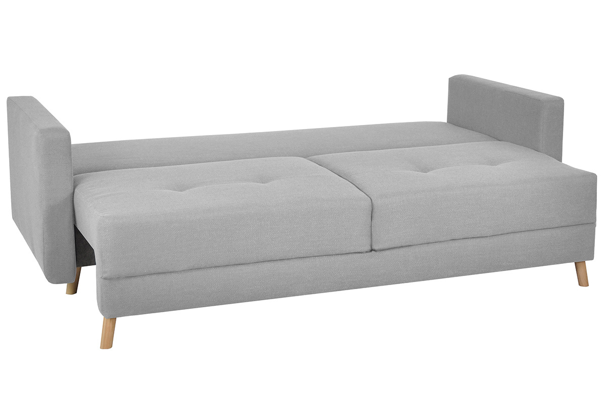 Divano letto scandinavo 3 posti con contenitore grigio MIRA