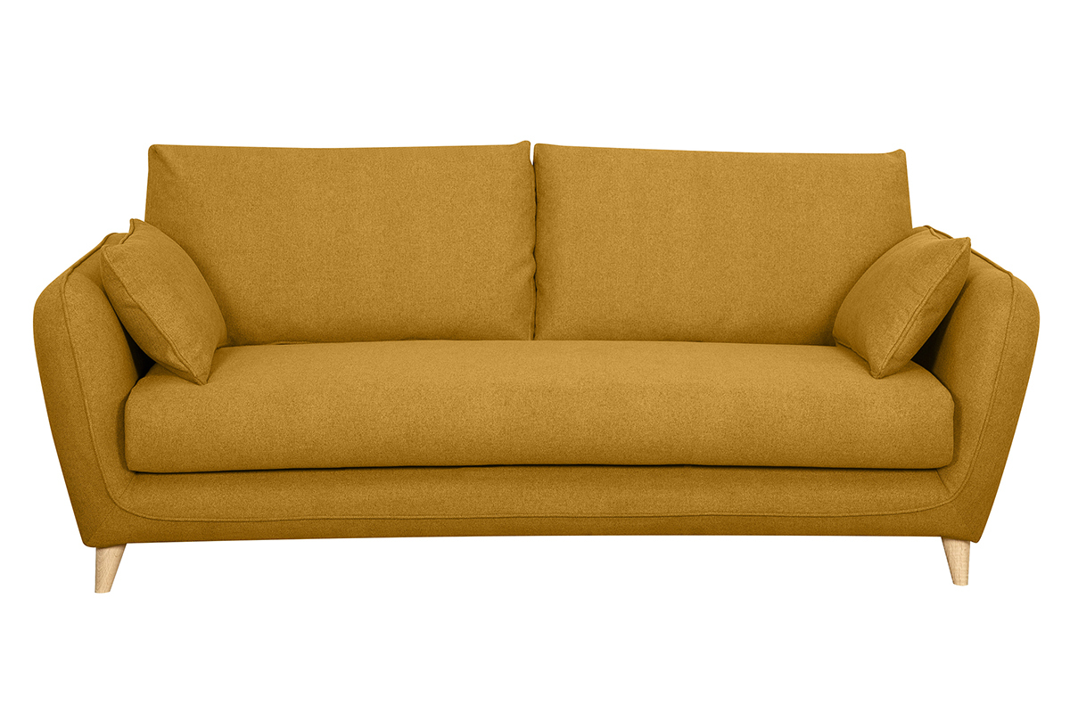 Divano letto scandinavo 3 posti giallo cumino con materasso 10 cm CREEP