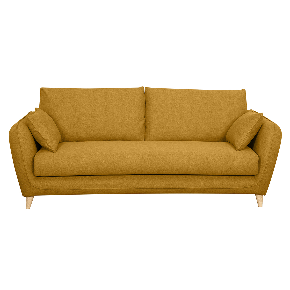 Divano letto scandinavo 3 posti giallo cumino con materasso 10 cm CREEP