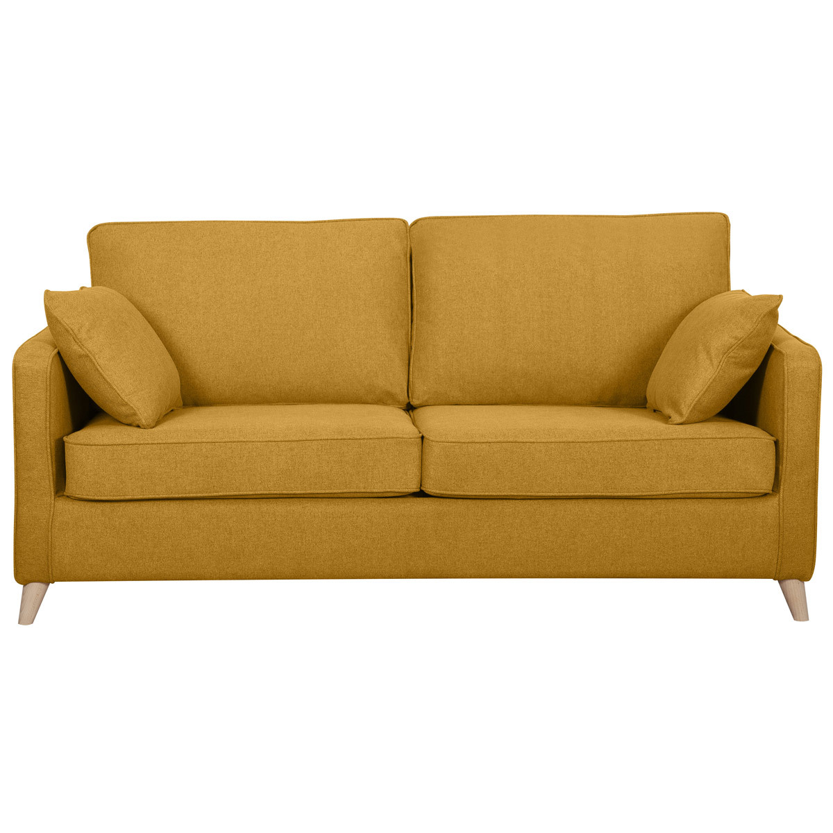 Divano letto scandinavo 3 posti giallo cumino con materasso 10 cm PAPEL
