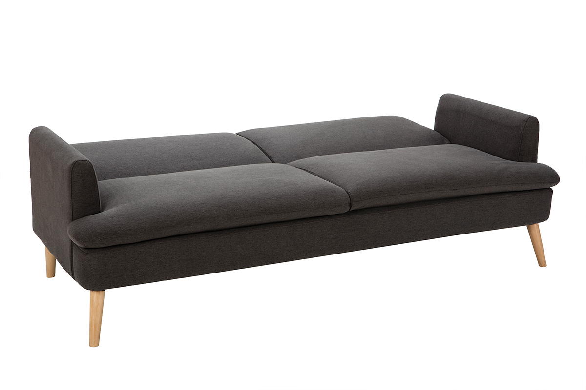 Divano letto scandinavo 3 posti grigio scuro STEWART