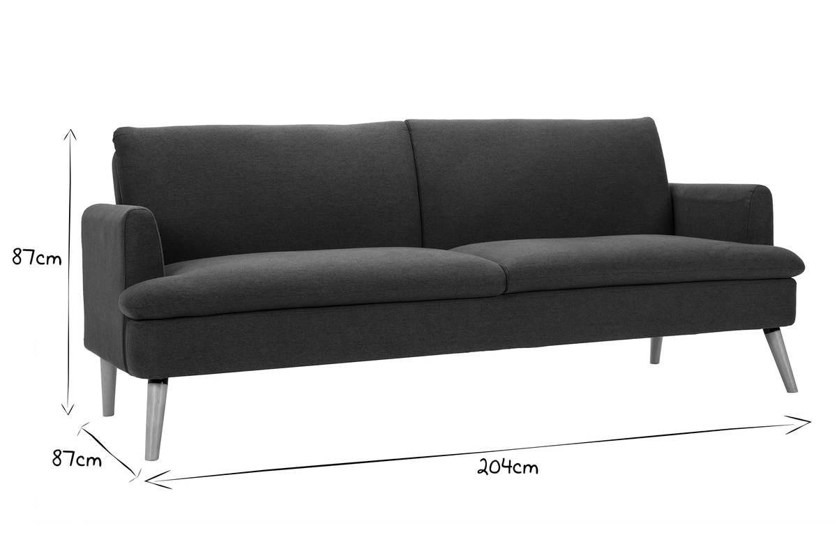 Divano letto scandinavo 3 posti grigio scuro STEWART