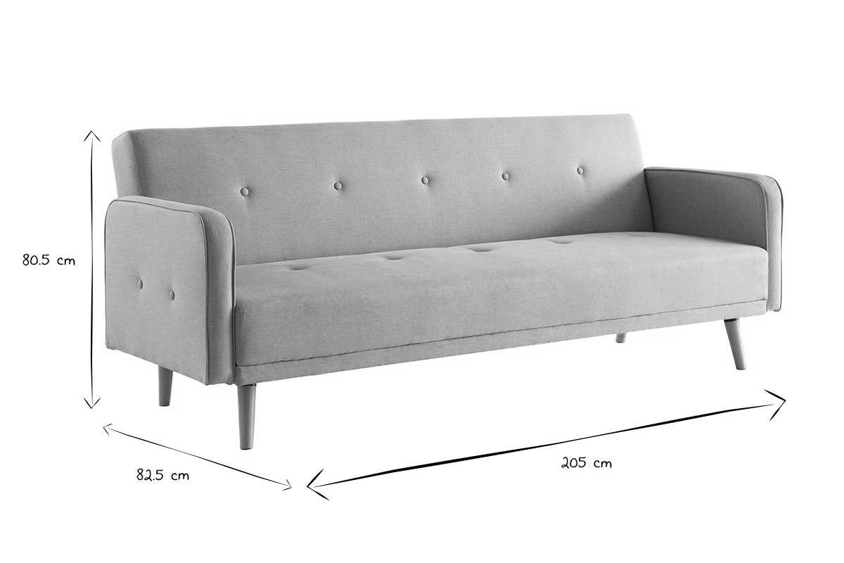 Divano letto scandinavo 3 posti grigio scuro ULLA