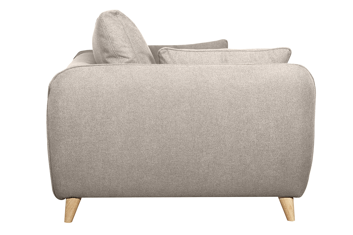 Divano letto scandinavo 3 posti in tessuto beige naturale con materasso 10 cm CREEP