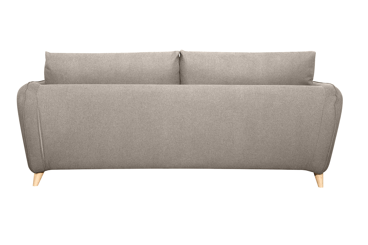 Divano letto scandinavo 3 posti in tessuto beige naturale con materasso 10 cm CREEP