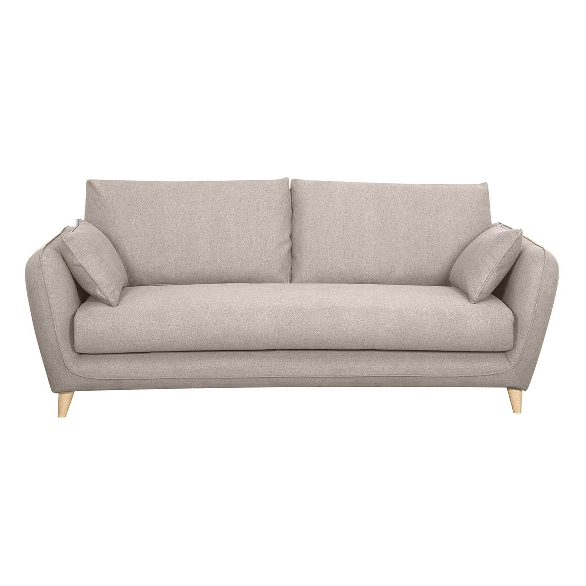 Divano letto scandinavo 3 posti in tessuto beige naturale con materasso 10 cm CREEP