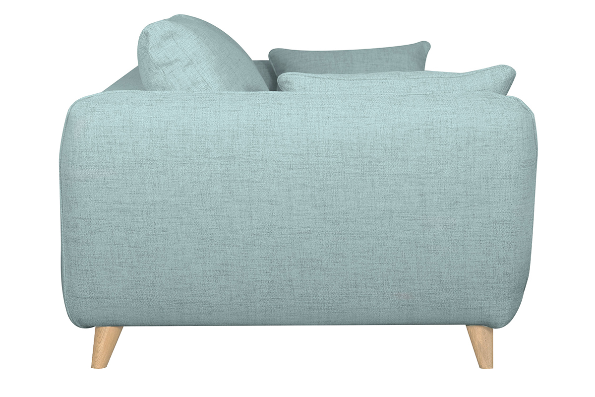 Divano letto scandinavo 3 posti in tessuto blu ghiaccio con materasso 10 cm CREEP
