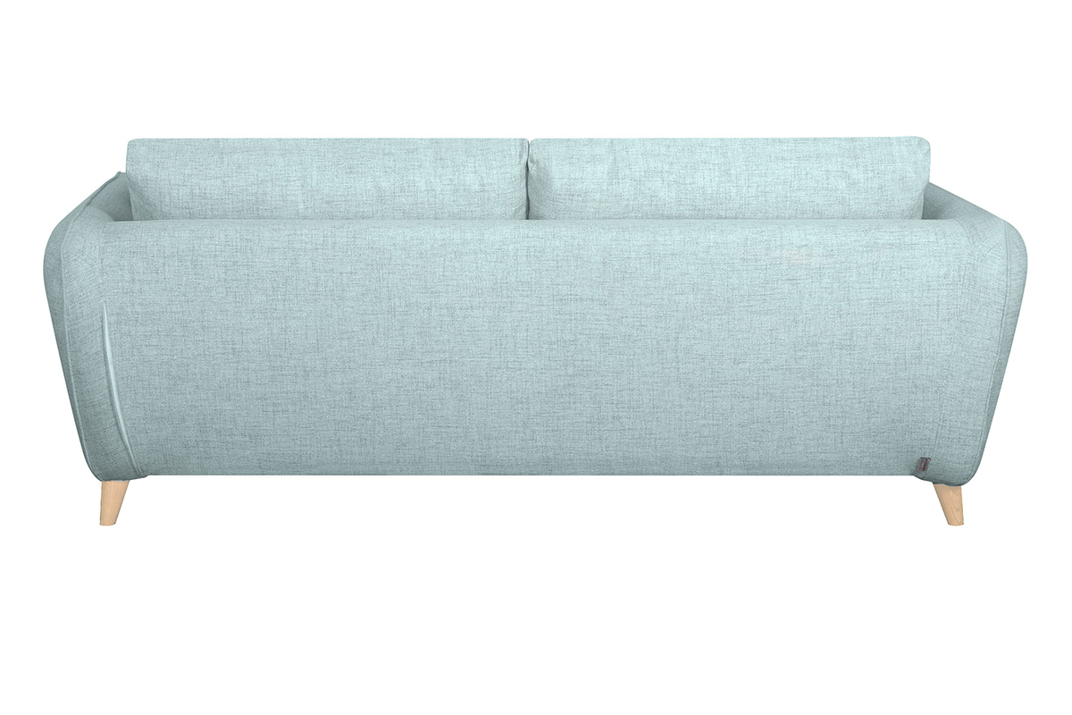 Divano letto scandinavo 3 posti in tessuto blu ghiaccio con materasso 10 cm CREEP