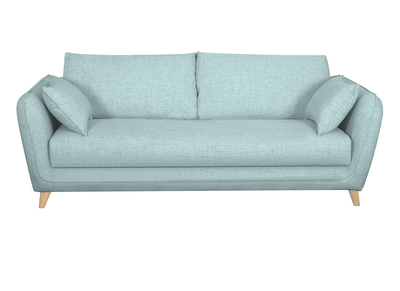 Divano letto scandinavo 3 posti in tessuto blu ghiaccio con materasso 10 cm CREEP