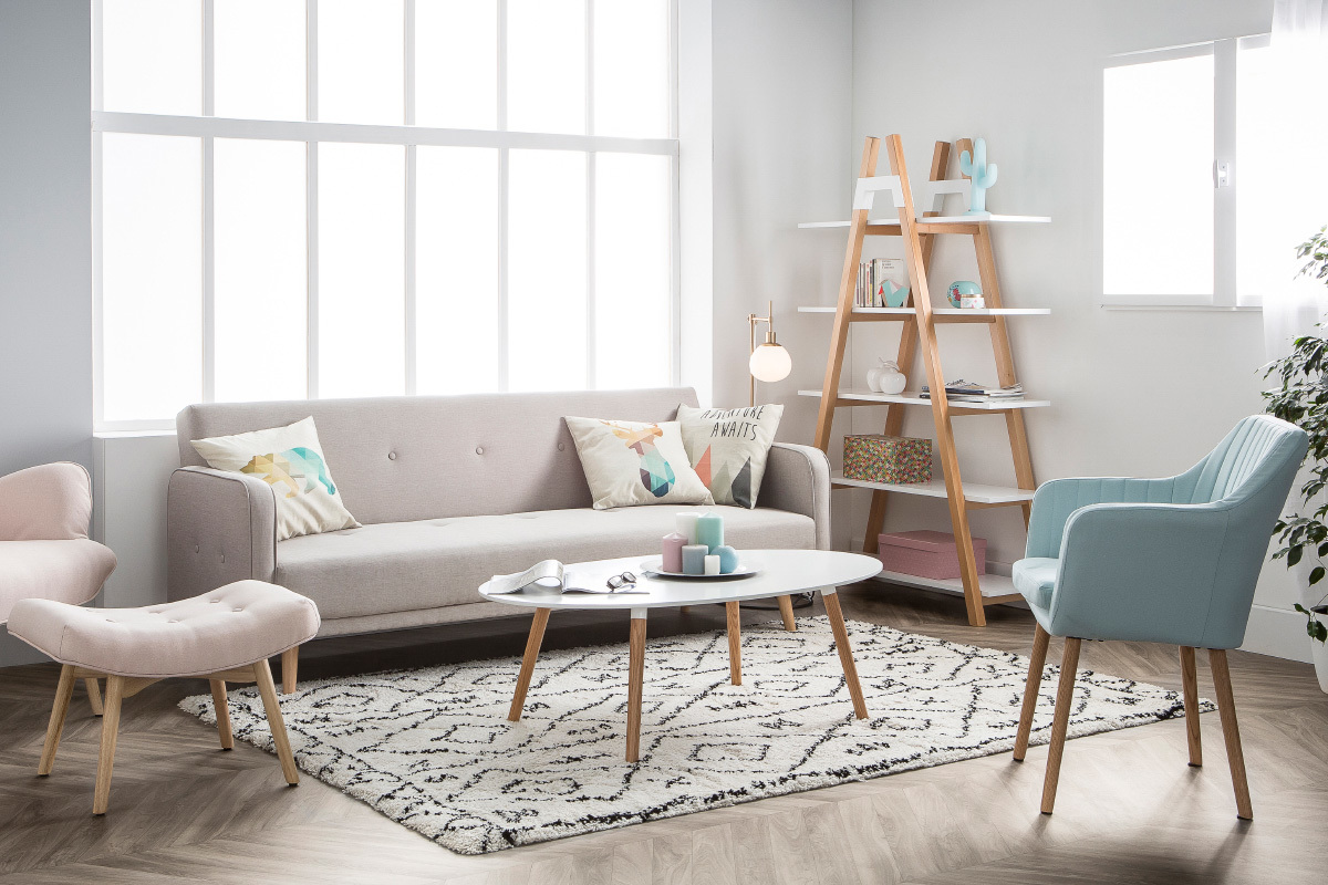 Divano letto scandinavo 3 posti prugna ULLA