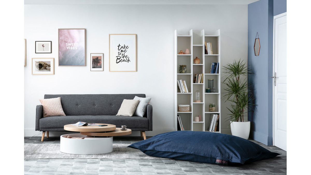 Divano letto scandinavo 3 posti prugna ULLA