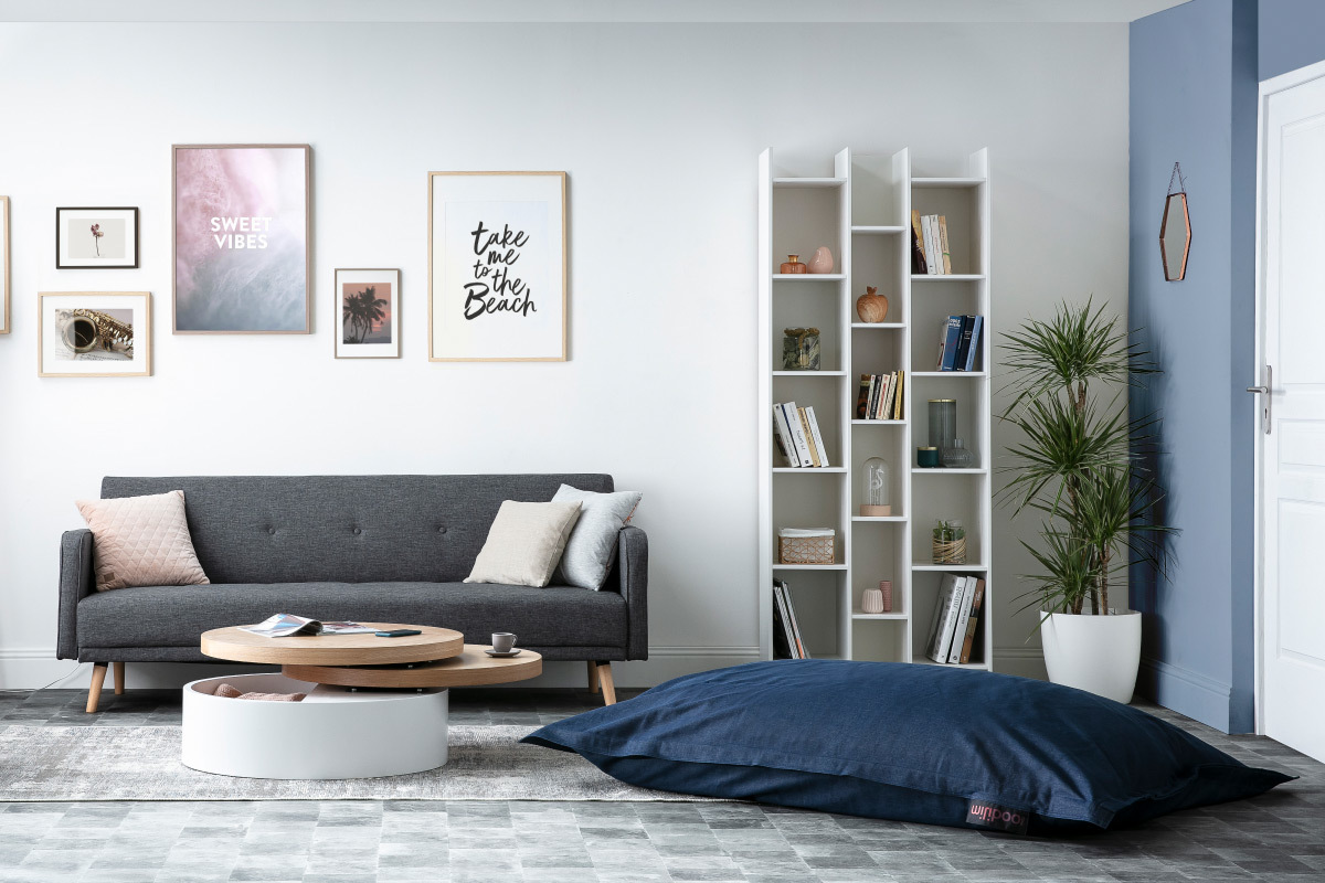 Divano letto scandinavo 3 posti prugna ULLA