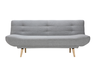 Divano letto scandinavo 3 posti tessuto grigio chiaro e legno FAGUO
