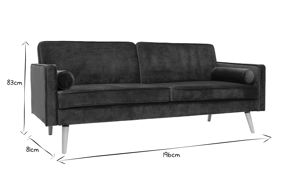 Divano letto scandinavo 3 posti velluto blu petrolio MOORE