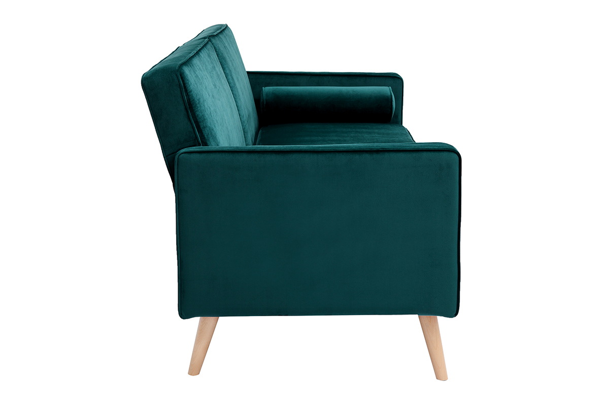 Divano letto scandinavo 3 posti velluto blu petrolio MOORE