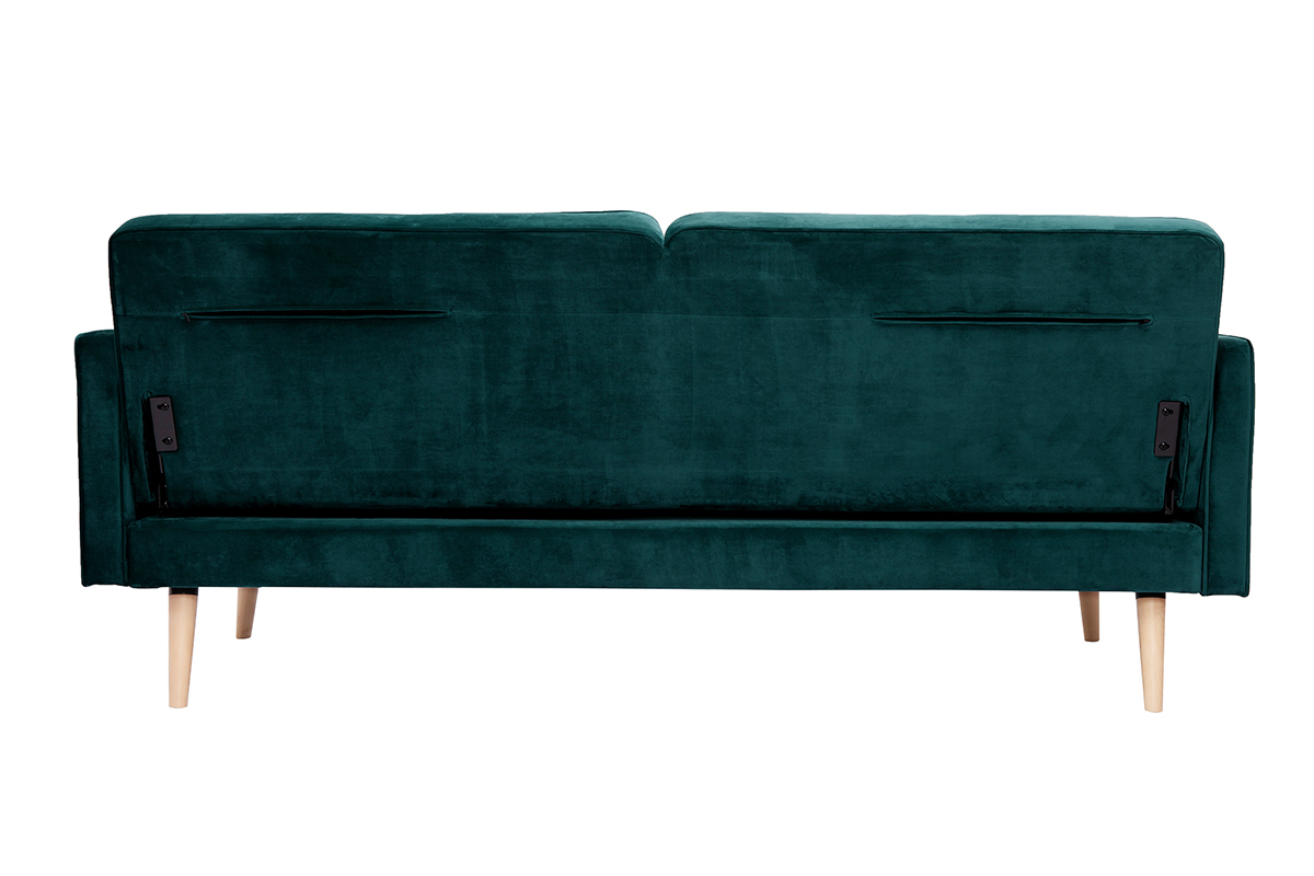 Divano letto scandinavo 3 posti velluto blu petrolio MOORE