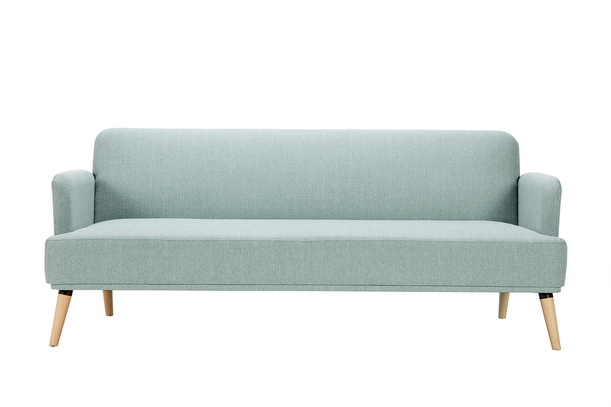 Divano letto scandinavo 3 posti verde laguna e legno chiaro JAGGER