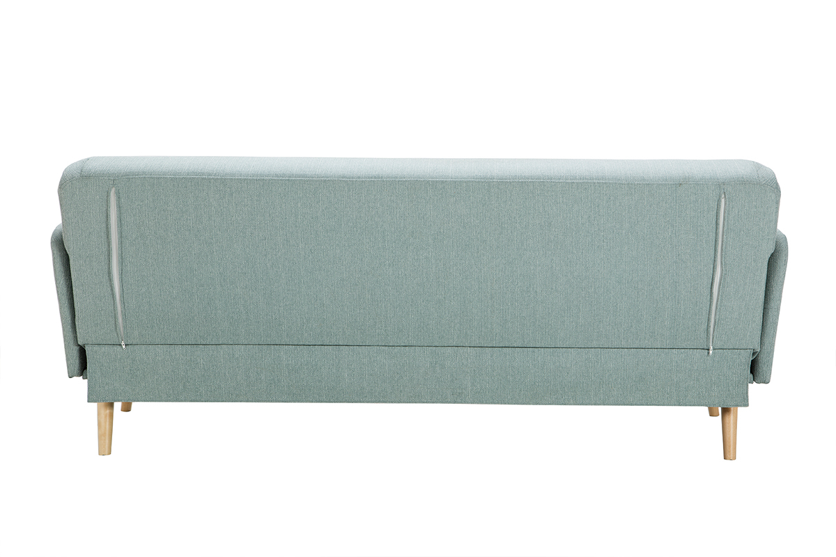 Divano letto scandinavo 3 posti verde laguna e legno chiaro JAGGER