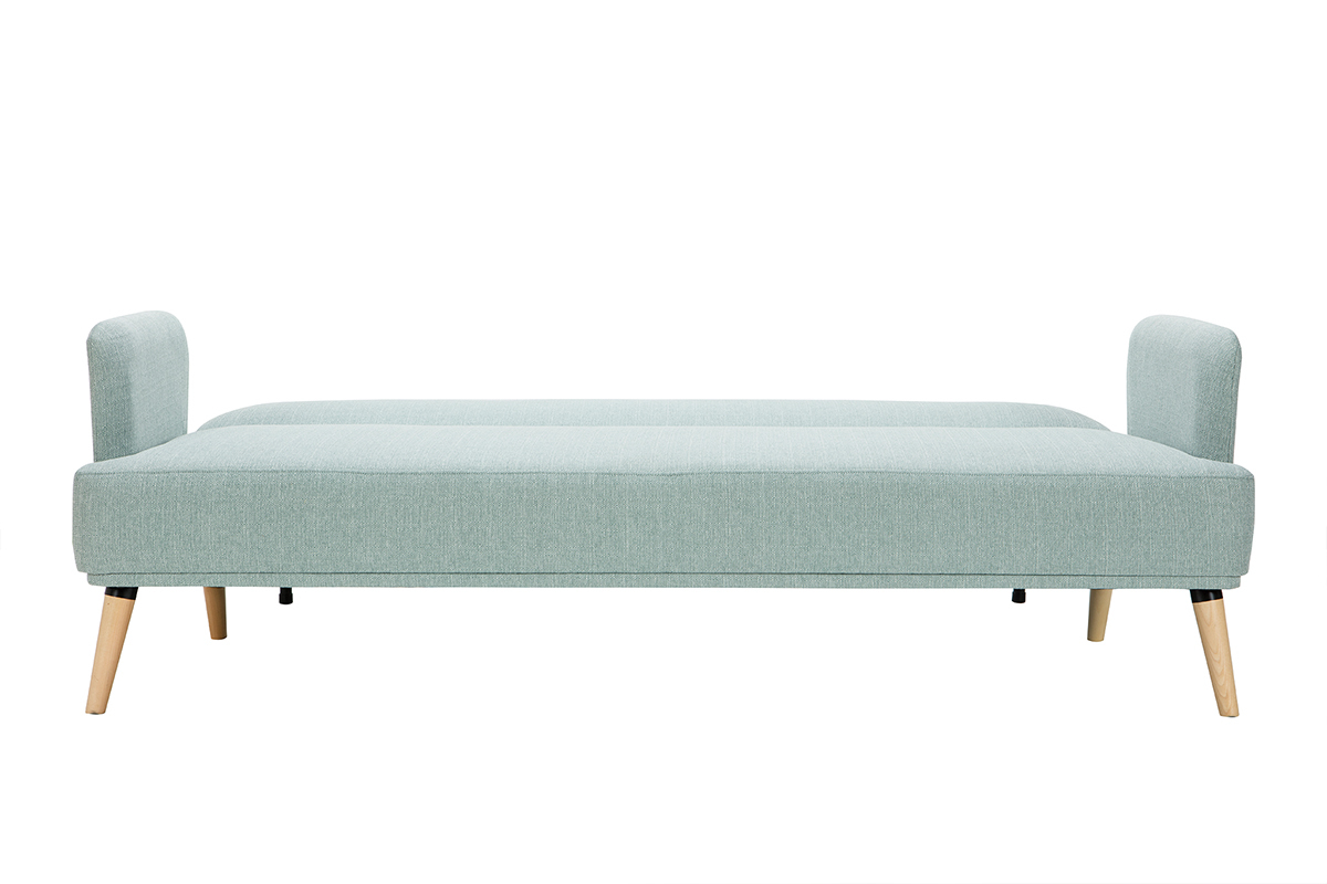 Divano letto scandinavo 3 posti verde laguna e legno chiaro JAGGER
