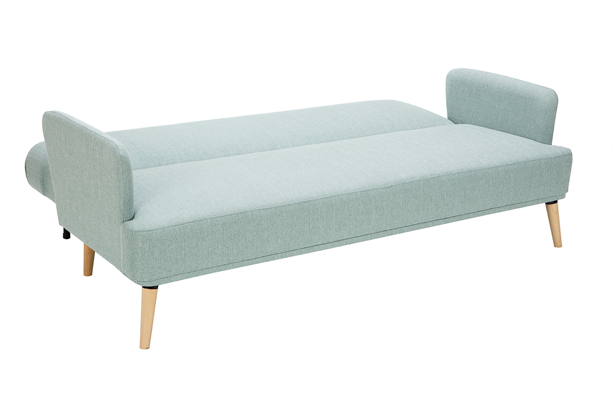 Divano letto scandinavo 3 posti verde laguna e legno chiaro JAGGER