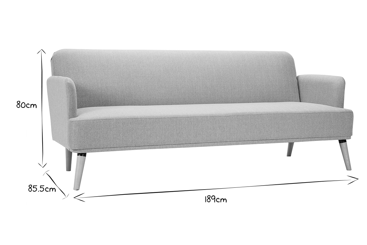 Divano letto scandinavo 3 posti verde laguna e legno chiaro JAGGER