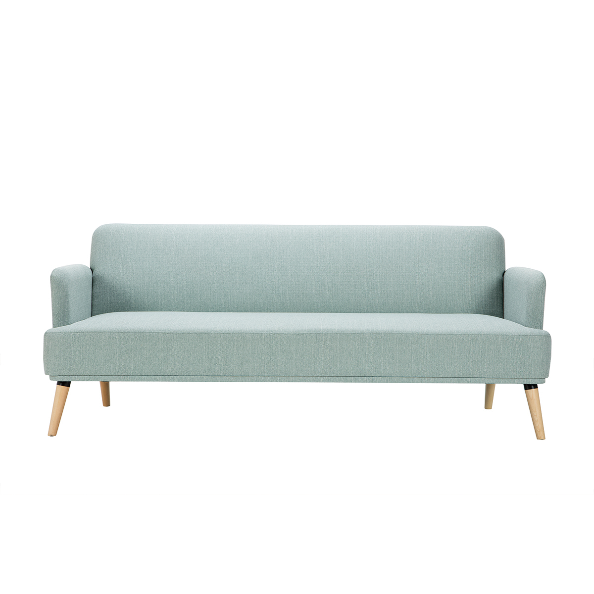Divano letto scandinavo 3 posti verde laguna e legno chiaro JAGGER