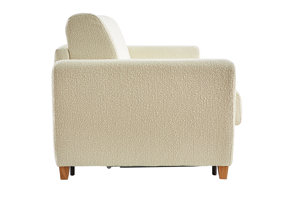Divano letto scandinavo effetto lana boucl cru con materasso L140 cm E12 cm GRAHAM