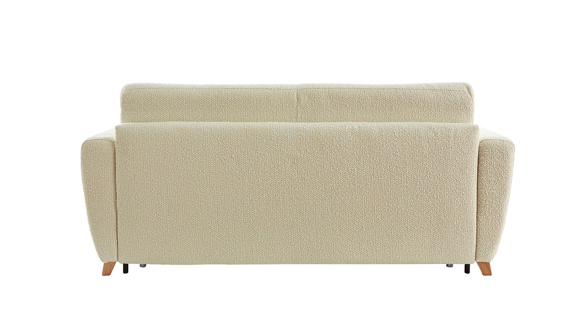 Divano letto scandinavo effetto lana boucl cru con materasso L140 cm E12 cm GRAHAM
