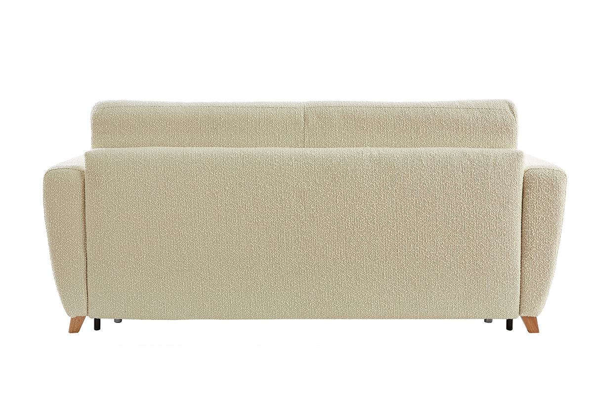 Divano letto scandinavo effetto lana boucl cru con materasso L140 cm E12 cm GRAHAM
