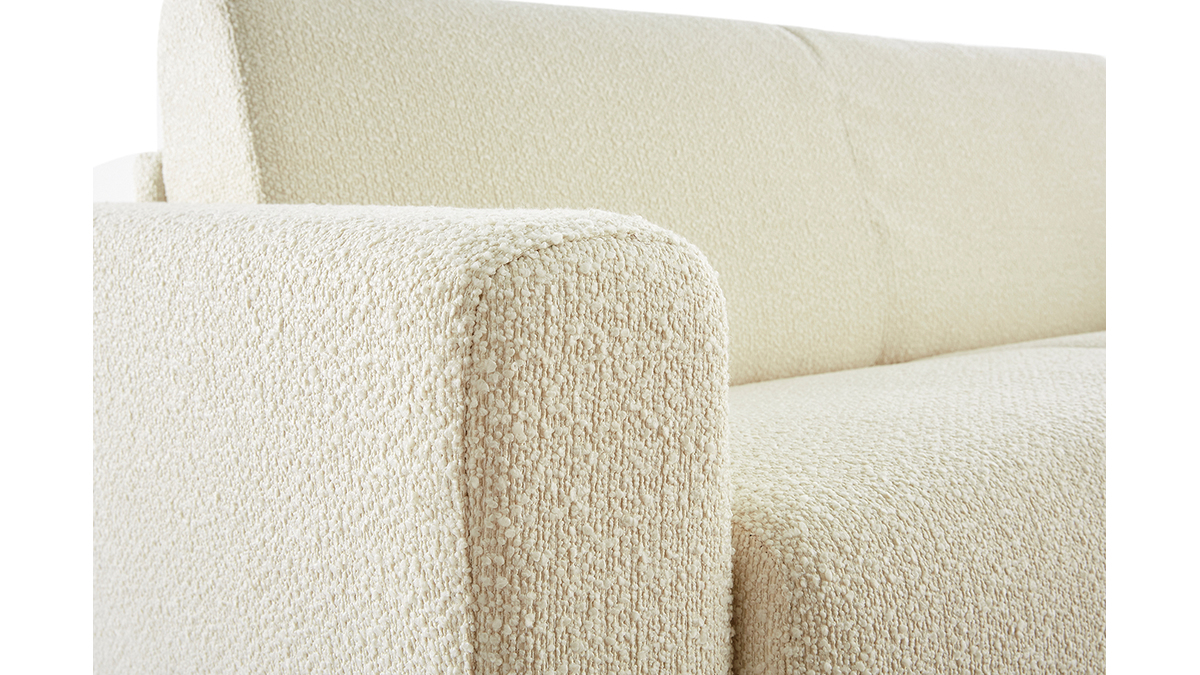 Divano letto scandinavo effetto lana boucl cru con materasso L140 cm E12 cm GRAHAM