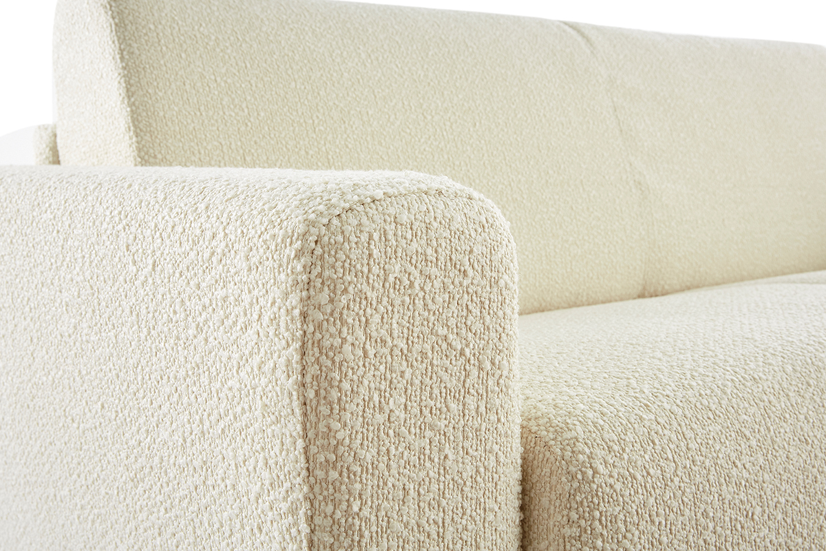 Divano letto scandinavo effetto lana boucl cru con materasso L140 cm E12 cm GRAHAM
