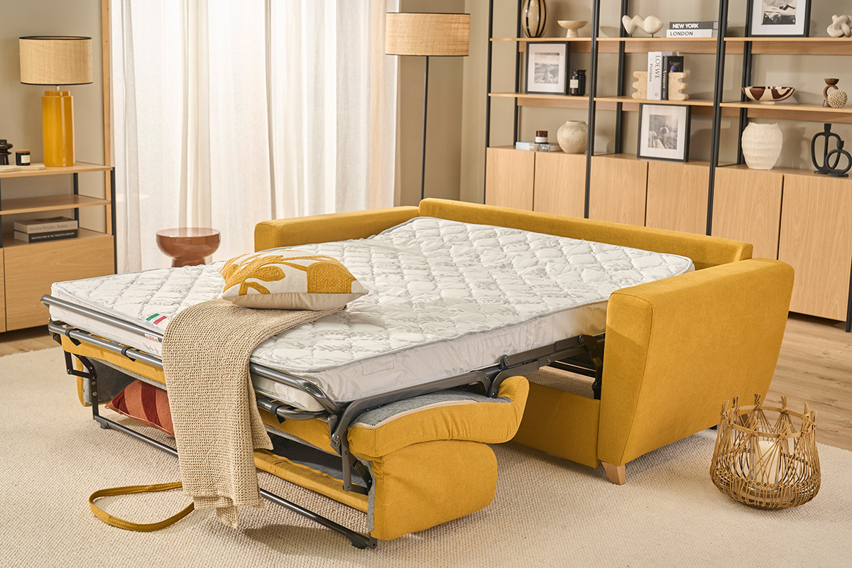 Divano letto scandinavo giallo senape GRAHAM