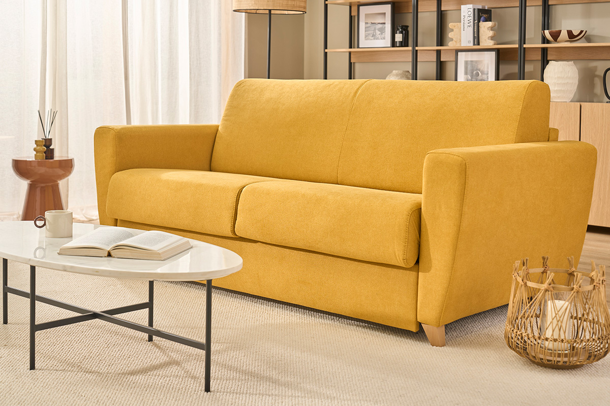 Divano letto scandinavo giallo senape GRAHAM