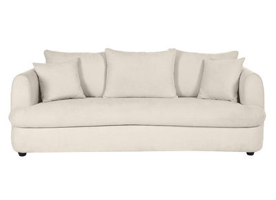 Divano letto sfoderabile 3-4 posti forma a fagiolo in tessuto effetto velluto beige chiaro SACHA