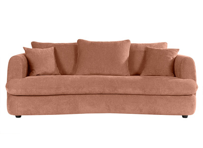 Divano letto sfoderabile 3-4 posti forma a fagiolo in tessuto effetto velluto color terracotta SACHA