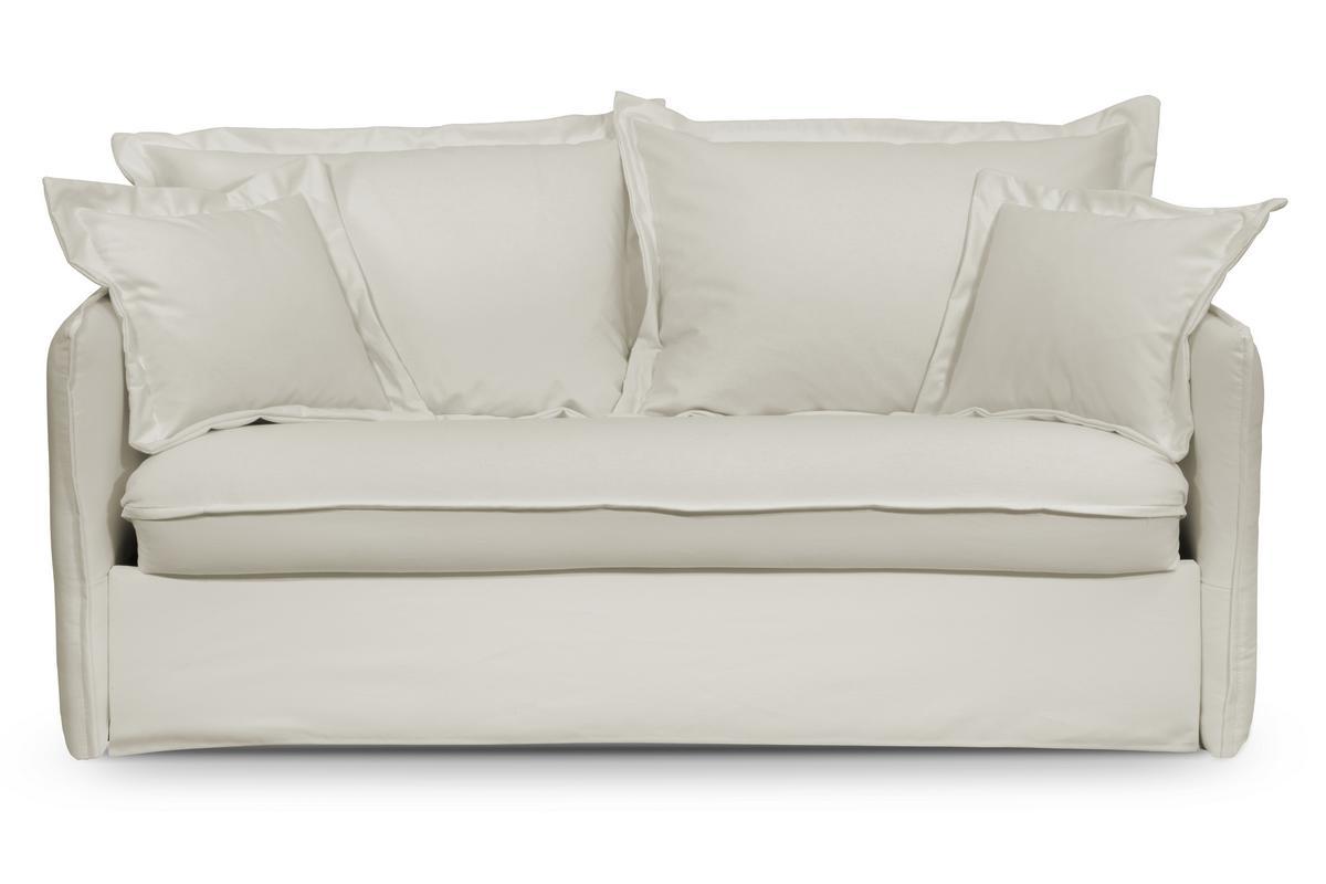 Divano letto sfoderabile in cotone bianco crema ALDO
