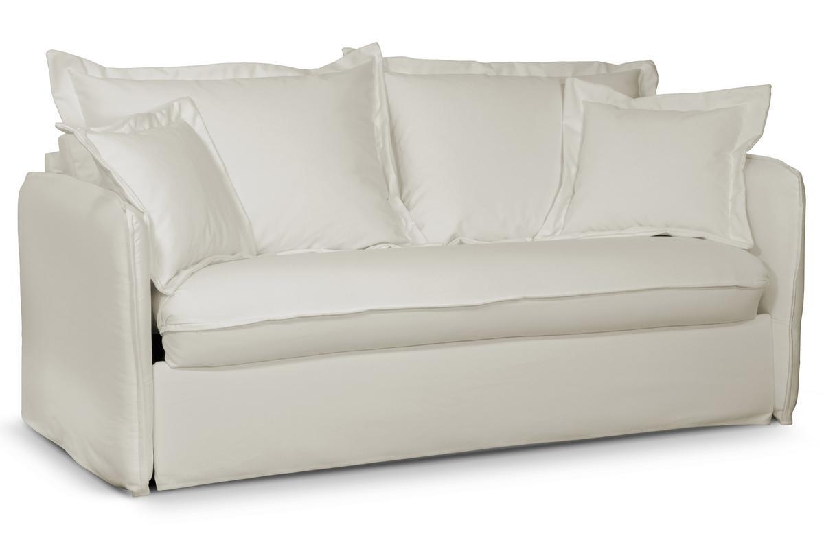 Divano letto sfoderabile in cotone bianco crema ALDO