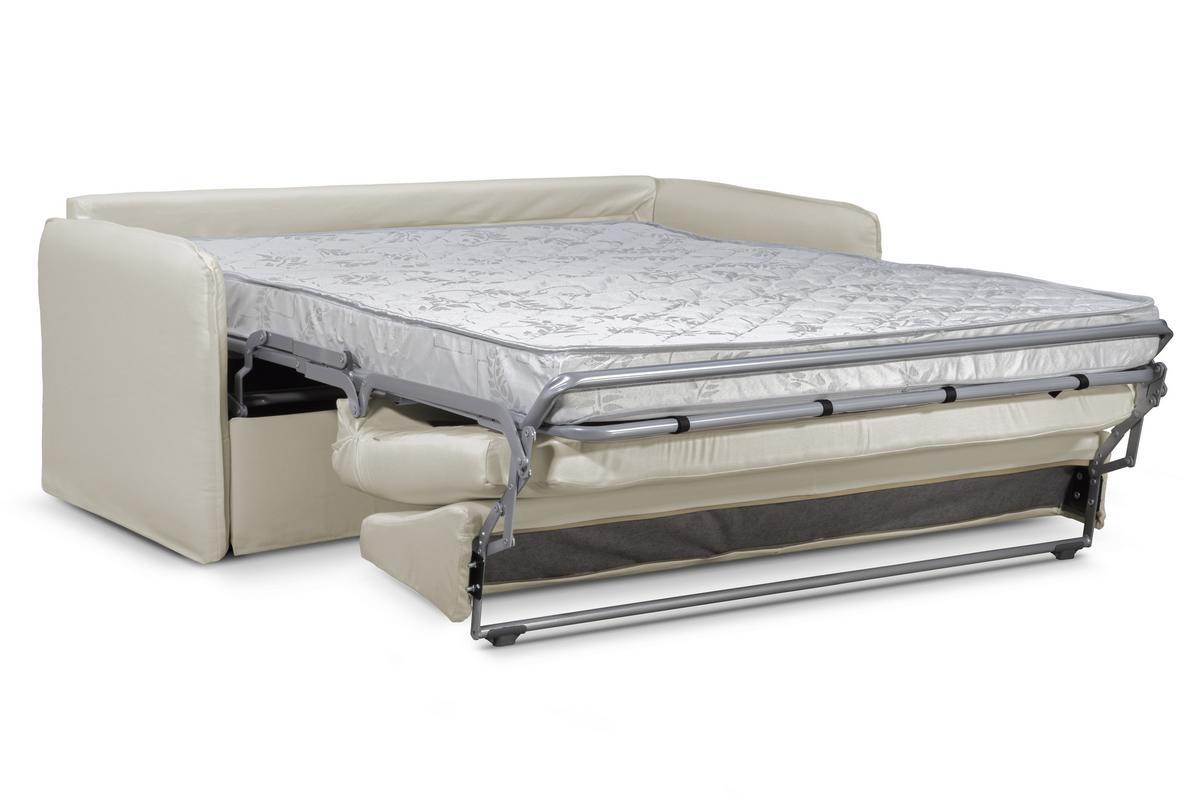 Divano letto sfoderabile in cotone bianco crema ALDO