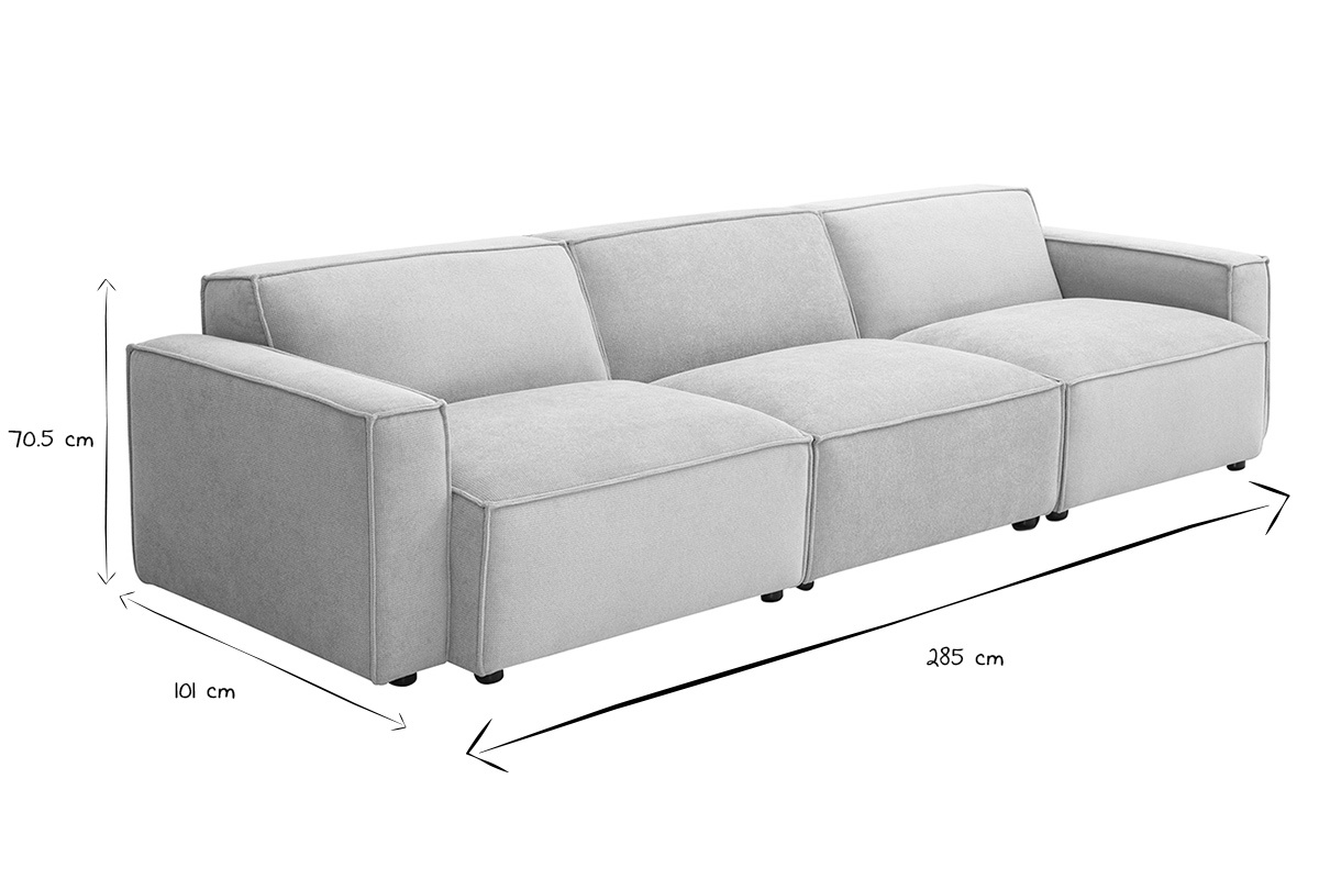 Divano modulabile 4 posti in tessuto effetto velluto testurizzato beige SPLIT