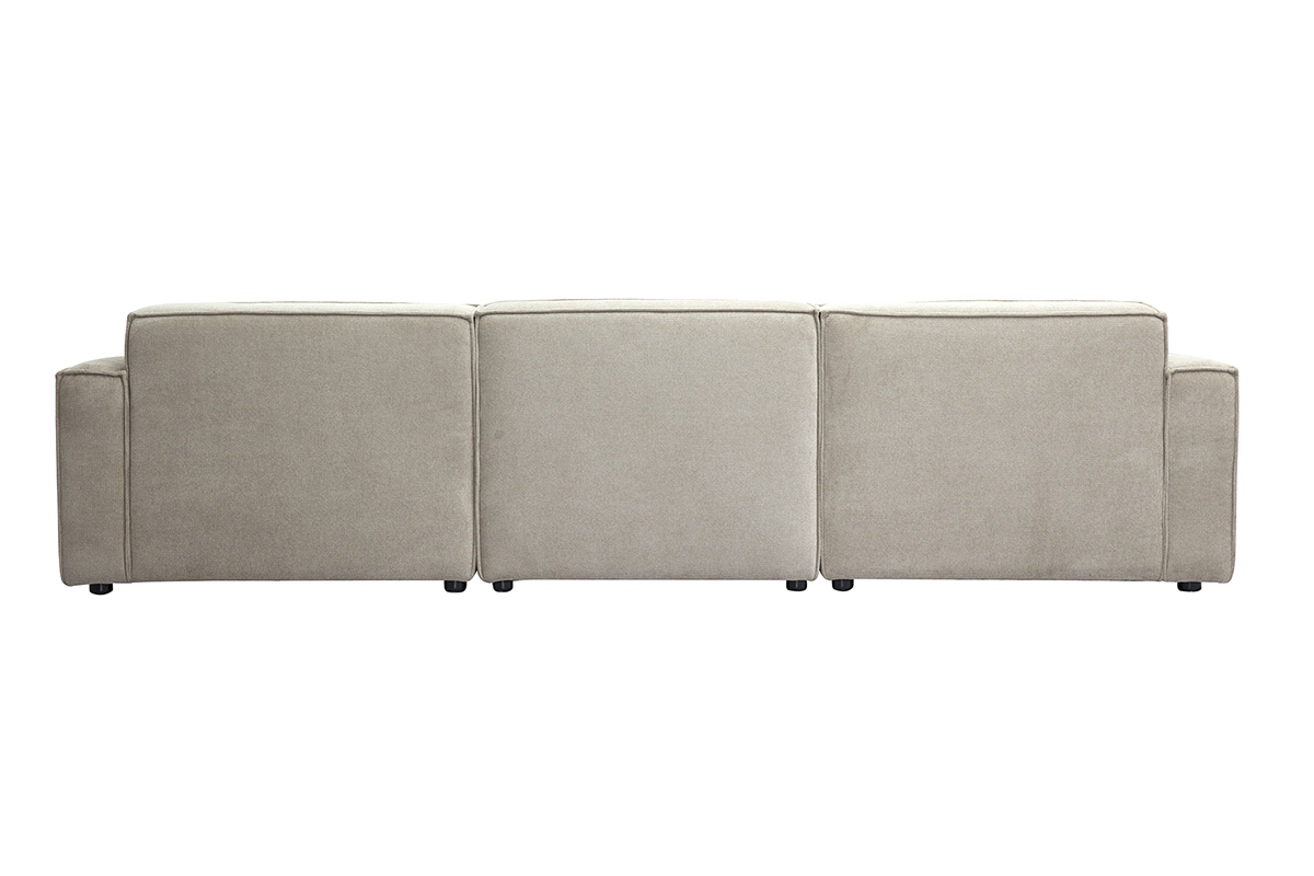 Divano modulabile 4 posti in tessuto effetto velluto testurizzato beige SPLIT