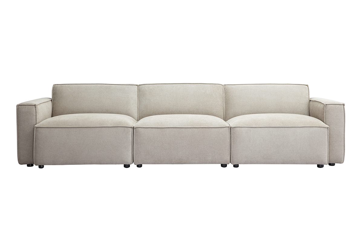Divano modulabile 4 posti in tessuto effetto velluto testurizzato beige SPLIT