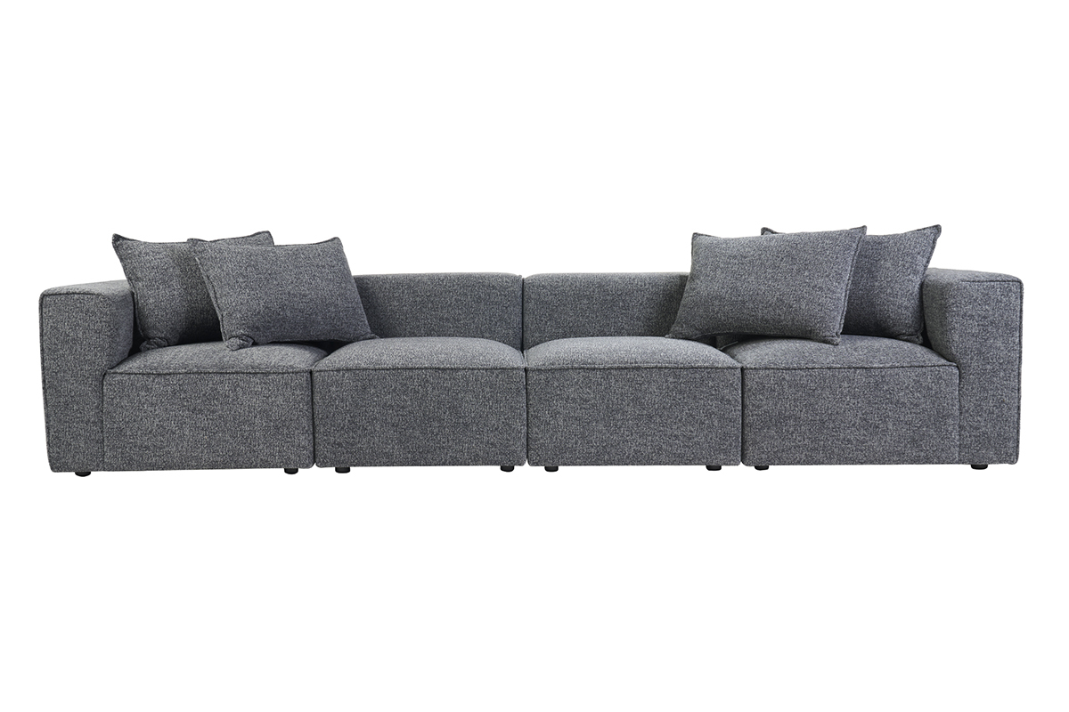 Divano modulabile 5 posti in tessuto melange grigio scuro KERRY